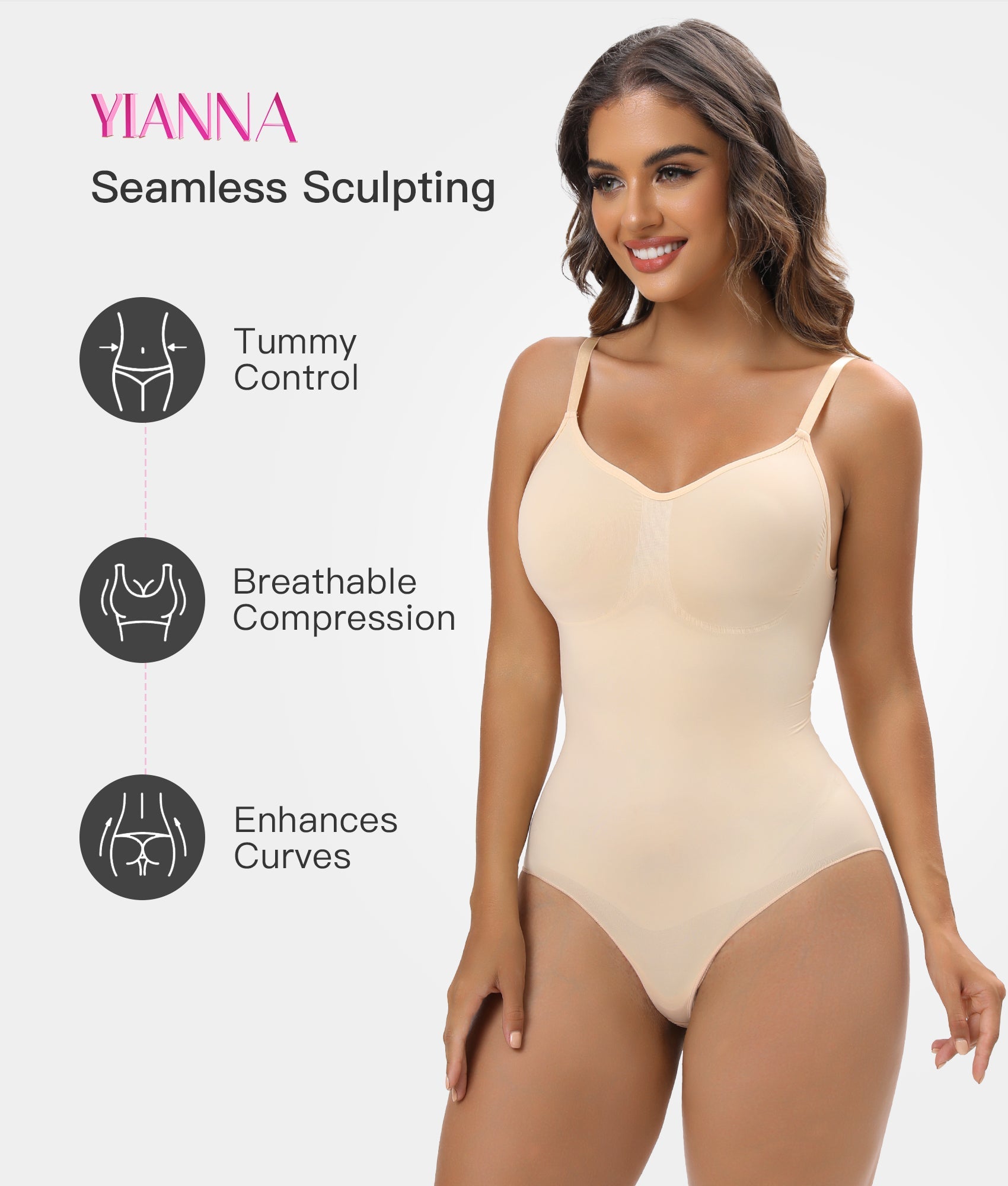 YIANNA Women Shapewear Tummy Control Bodysuit Seamless Sculpting Snatched Waist Body Suit Brief