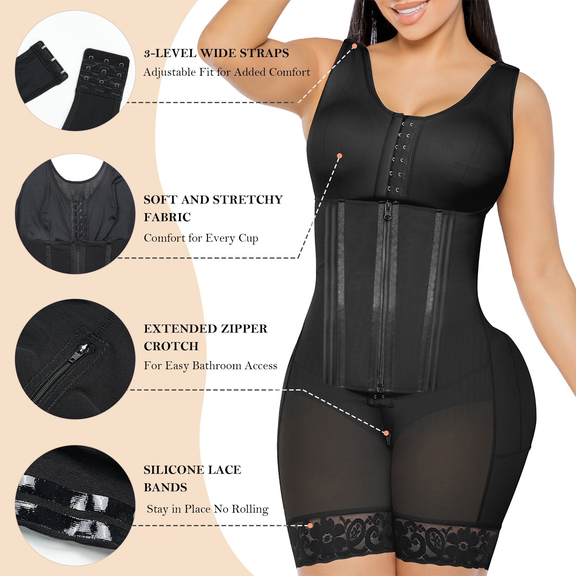 YIANNA Overbust Fajas Colombianas Moldeadoras Shapewear for Women Tummy Control Full Body Shaper Girdles Post Surgery Compression Garment