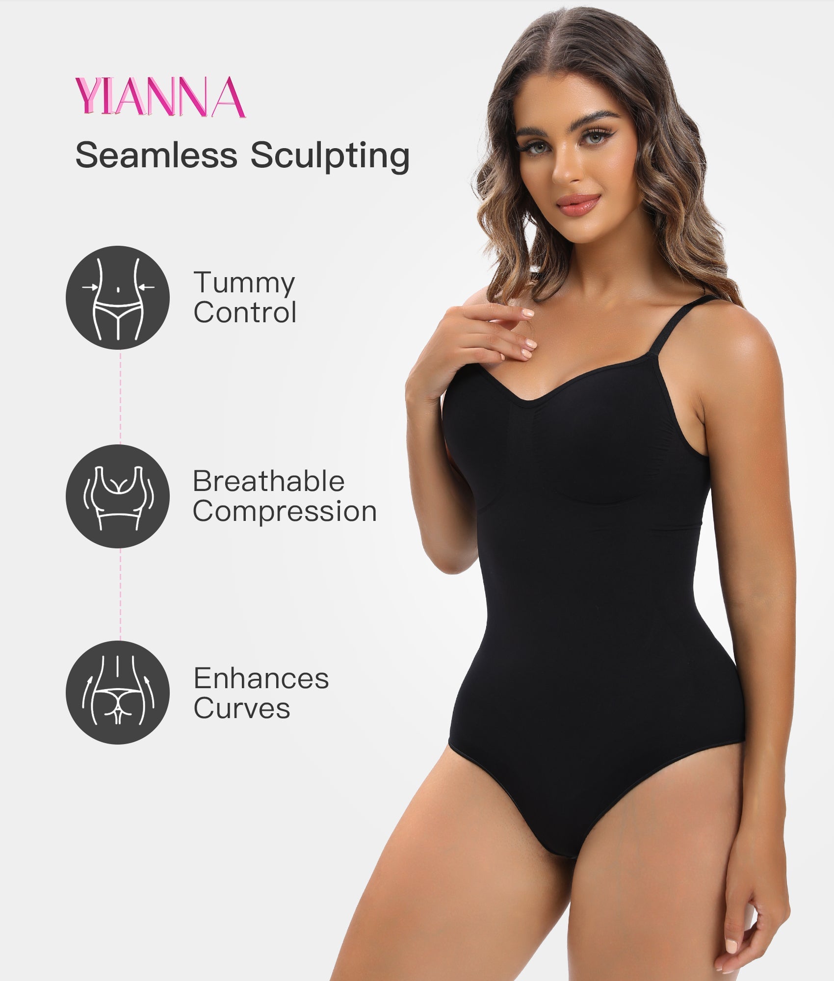 YIANNA Women Shapewear Tummy Control Bodysuit Seamless Sculpting Snatched Waist Body Suit Brief