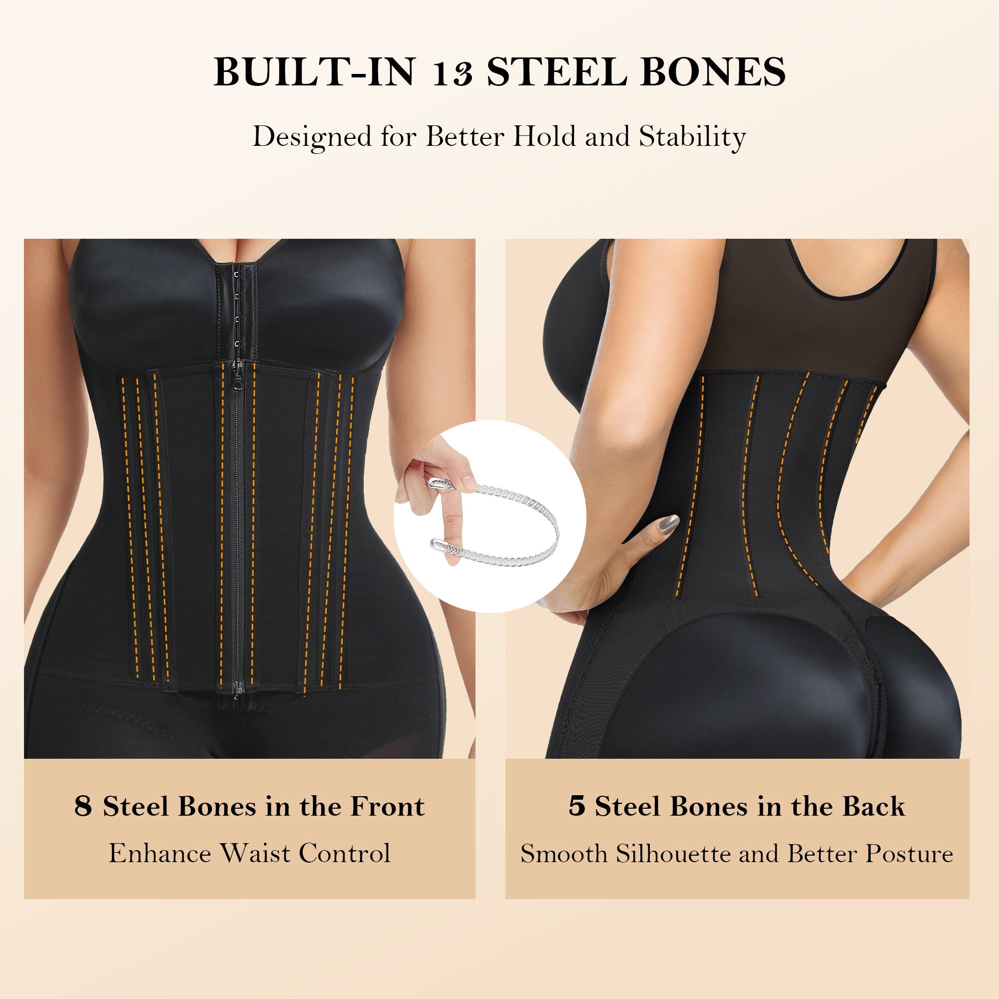 YIANNA Overbust Fajas Colombianas Moldeadoras Shapewear for Women Tummy Control Full Body Shaper Girdles Post Surgery Compression Garment