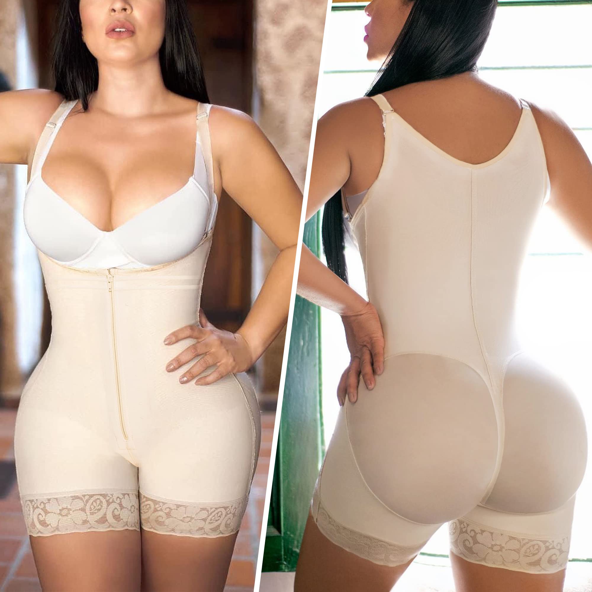 YIANNA Fajas Colombianas Shapewear for Women Postpartum Tummy Control Body Shaper Butt Lifter Bodysuit