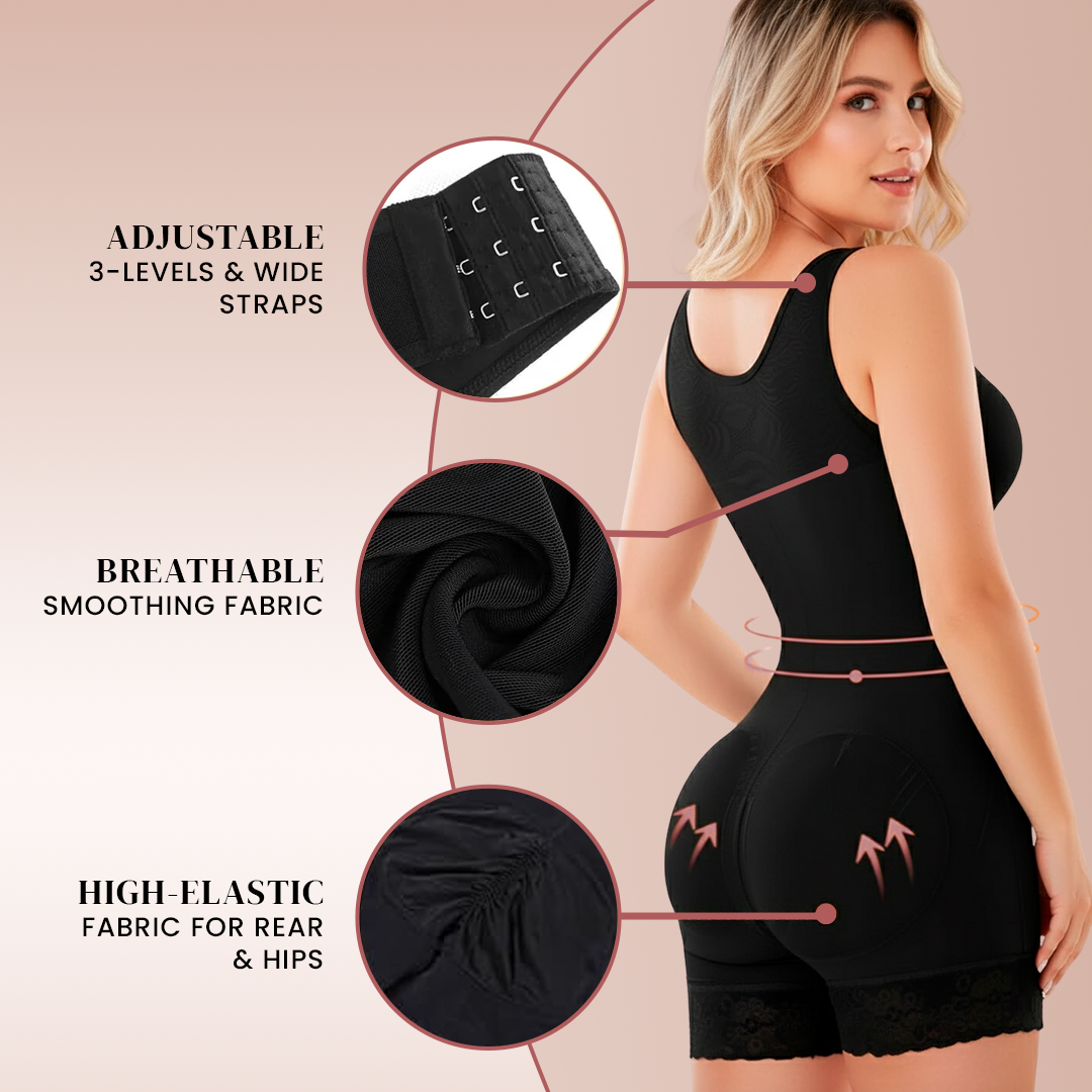 YIANNA Fajas Colombianas Shapewear for Women Tummy Control Post Surgery Full Body Shaper Butt Lifter with Zipper Crotch